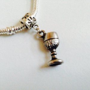 “Wine Glass” Dangling Charm Bead For European Style Charm Bracelets